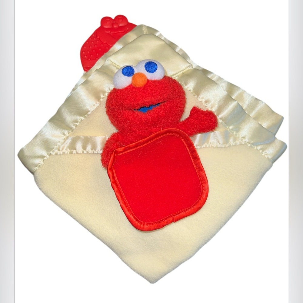 Sesame Beginnings Elmo Yellow Lovey Security Blanket Crinkle Rattle Teether